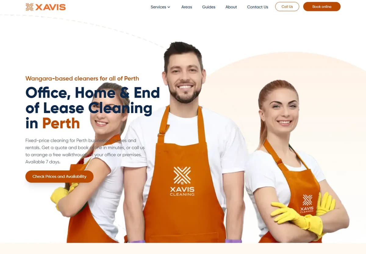 Xavis Cleaning public website presenting its cleaning services